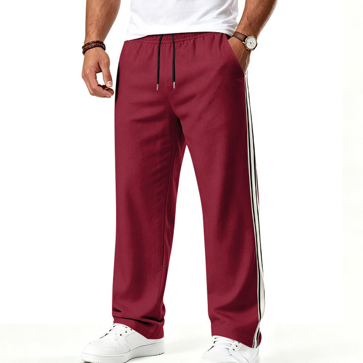 Men's Relaxed Track Pants with Side Double Stripe and Elastic Waist Mune Fashion