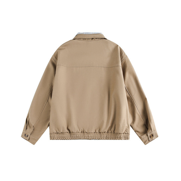 Unisex Boxy bomber jacket with contrasting zipper strip and checked inner collar Mune Fashion