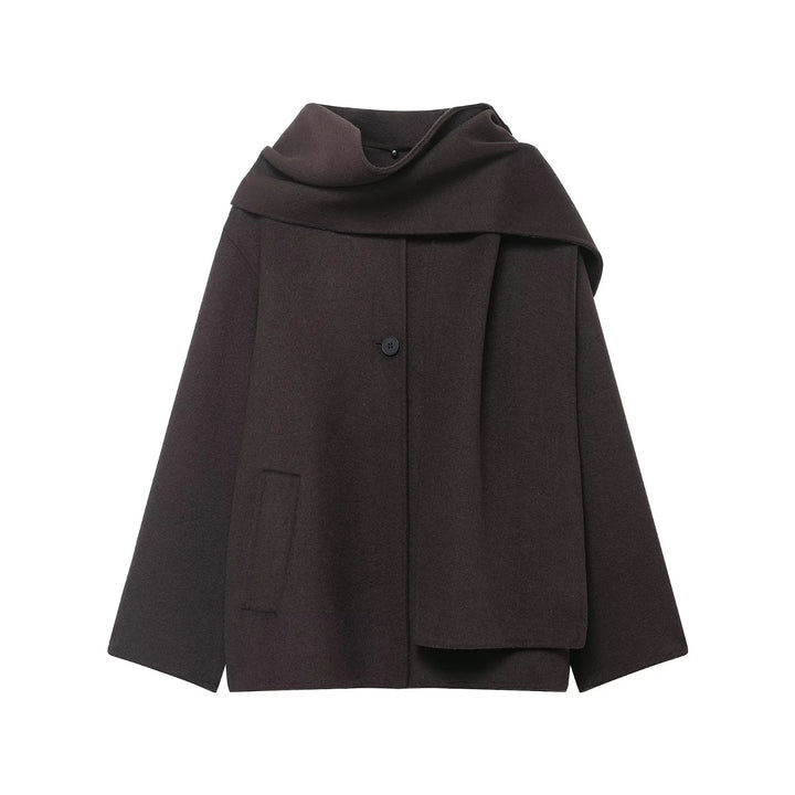 Women nan oversized wool coat with voluminous shawl collar and concealed button placket Mune Fashion