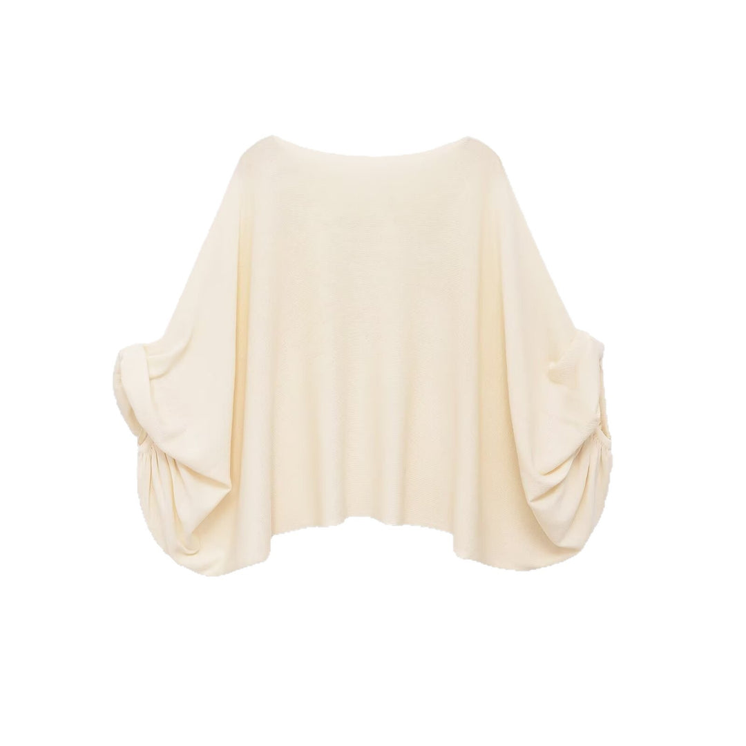 Women's Oversize Poncho Top with Batwing Sleeves and Drawstring Detail Mune Fashion