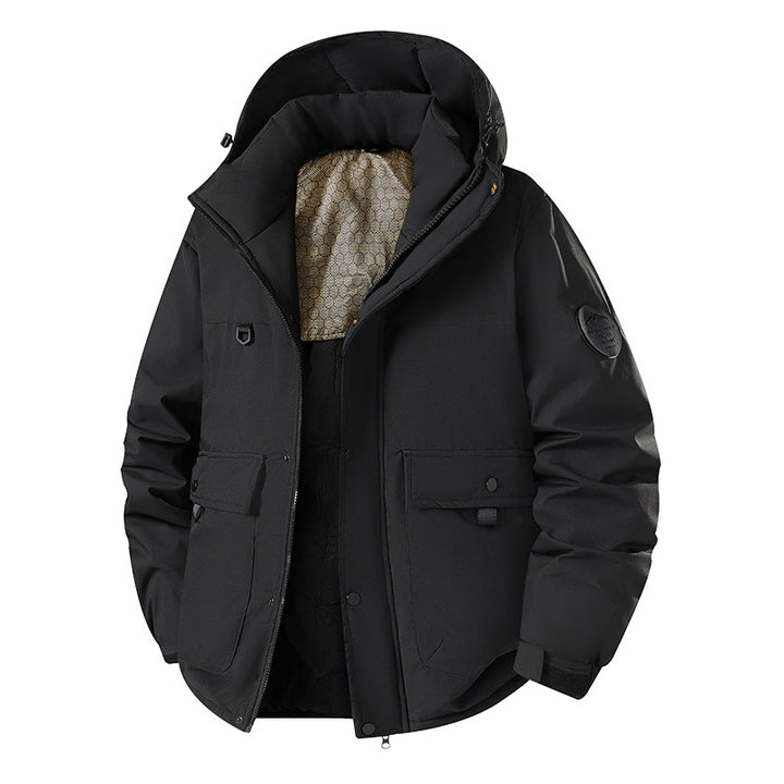 Men's Insulated Urban Parka with Stand-up Collar and Concealed Hood Mune Fashion
