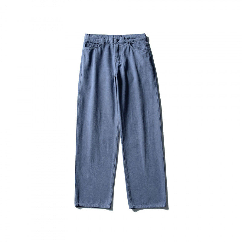 Men Straight Cut Comfort Canvas Pants with High Waist Mune Fashion