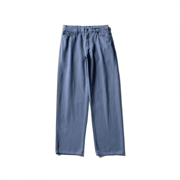 Men Straight Cut Comfort Canvas Pants with High Waist Mune Fashion