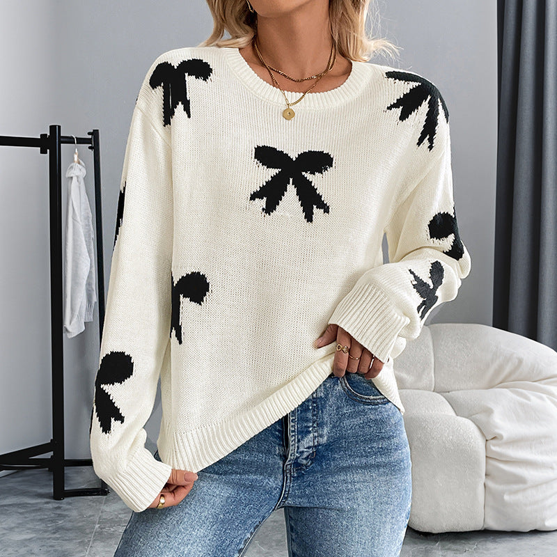 Ladies Stylish Sweater with Bow Pattern Mune Fashion