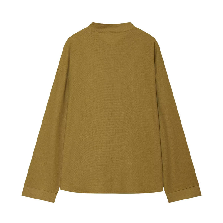 Women’s Two-Piece Ensemble with Loose-Fitting Knot Jacket and Wide High-Cut Pants Drune