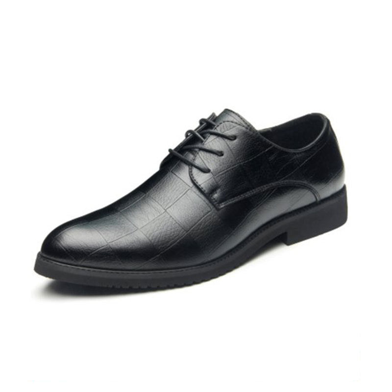 Men's Elegant Derby Leather Lace-Up with Crocodile Embossing Mune Fashion