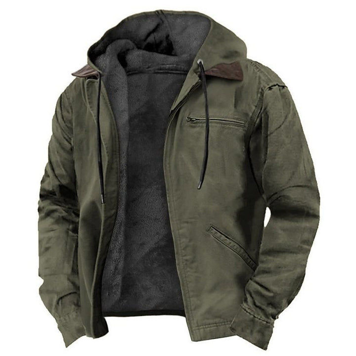 Men's Padded Hoodie Jacket with Teddy Lining, Windproof Canvas and Zipper Pockets Mune Fashion