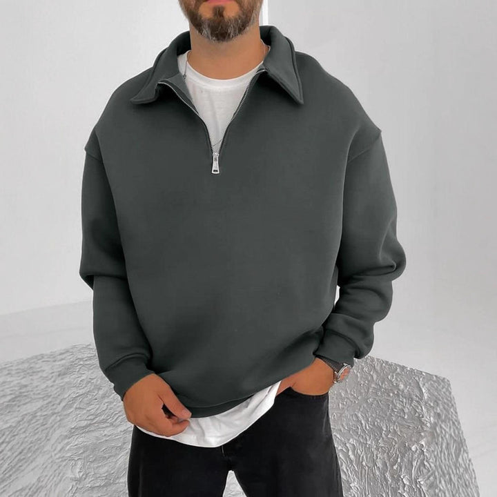 Men's Oversize Half-Zip Sweatshirt with Stand-Up Collar Mune Fashion