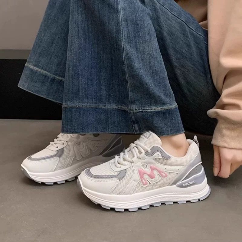 Women Plateau Chunky Sneaker with breathable mesh and leather mix Mune Fashion