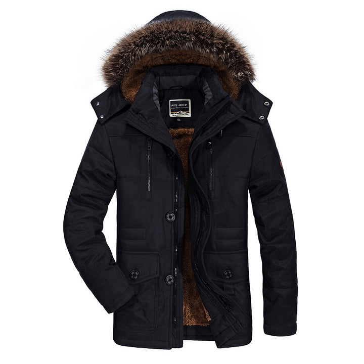 Men's padded parka jacket with detachable hoodie, faux fur trim and windproof insulation Mune Fashion