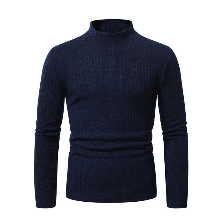 Men's Fitted Mockneck Fine Knit Sweater with Ribbed Structure and Thermoregulating Quality Mune Fashion