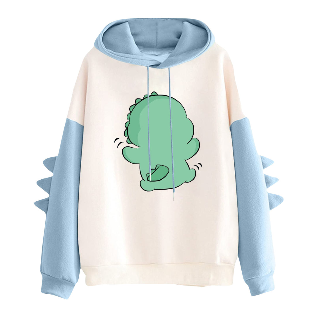 Women's hoodie with cute dinosaur print and three-dimensional spikes Mune Fashion