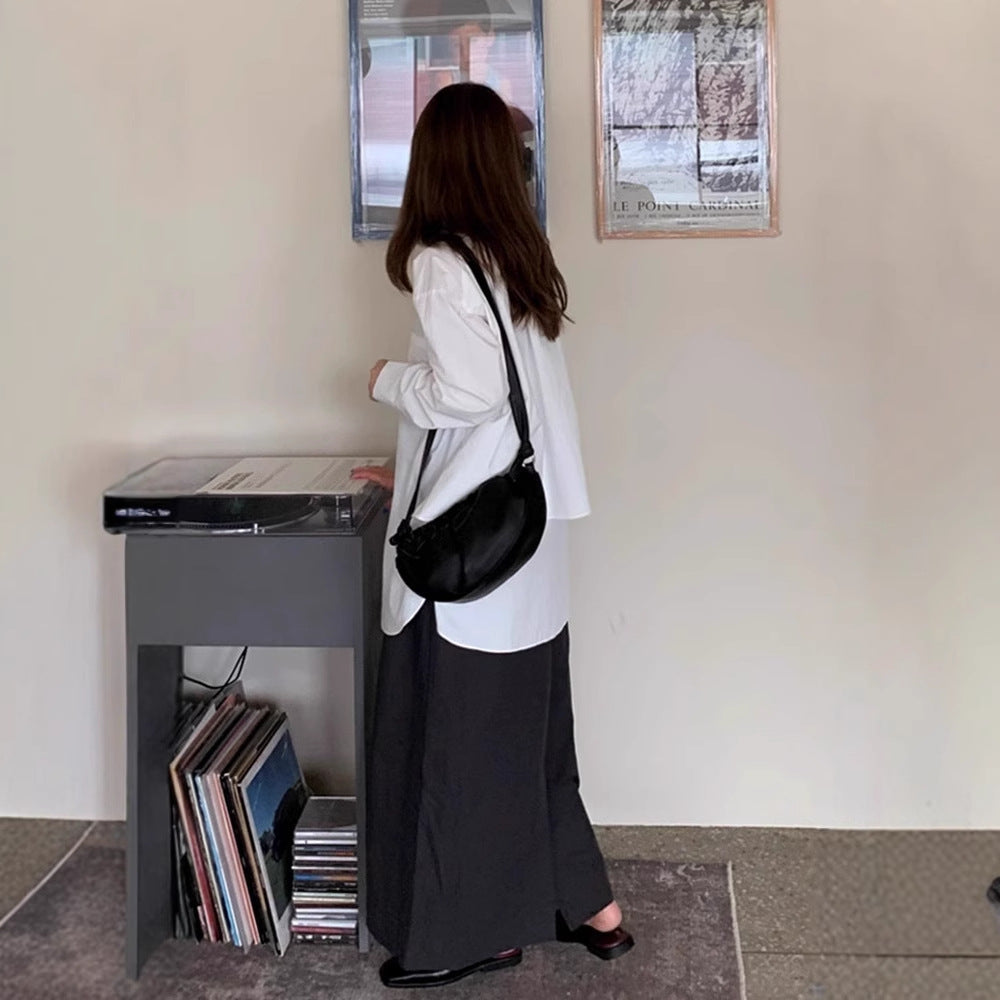 Women's Oversized Layered Blouse with Extended Back, Side Slits and Boxy Fit Mune Fashion