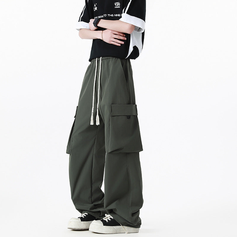 Men's Loose Cargo Pants in Oversized Cut with Oversized Flap Pockets and Drawstring Waist Mune Fashion