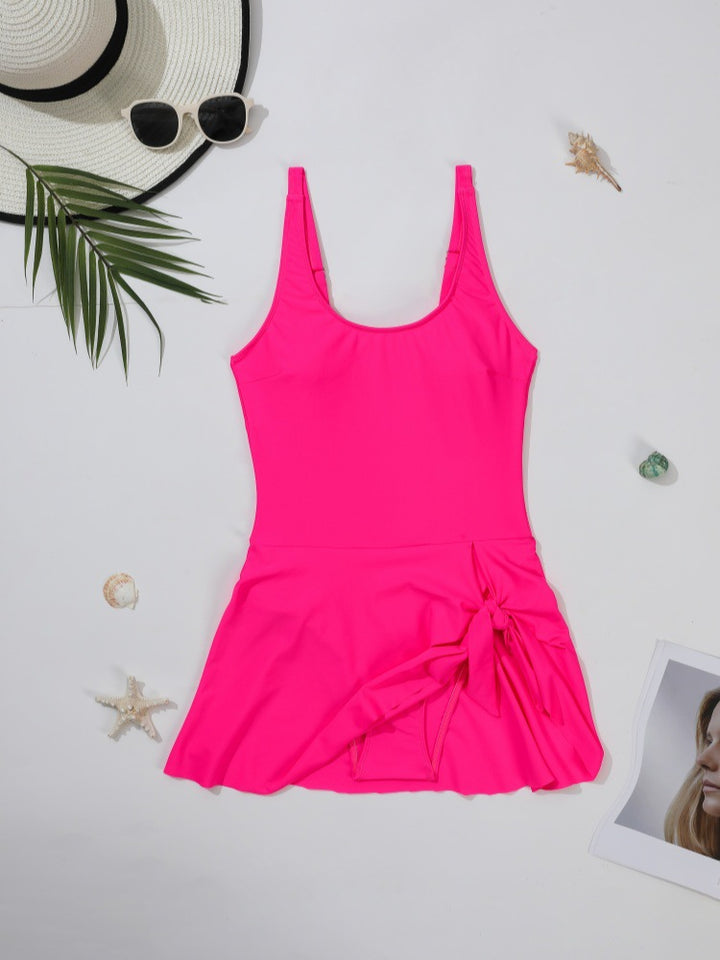Women's One-Piece Swimsuit with Fashionable Skirt and Playful Knot Detail Mune Fashion