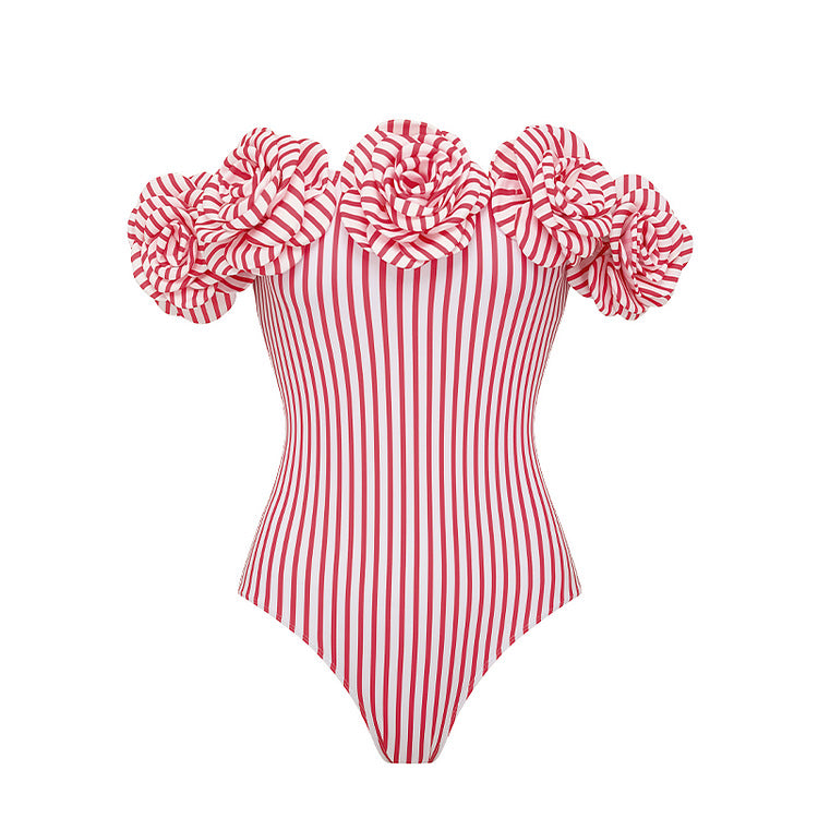 Women's Striped Bikini Set with Elegant Wrap Blouse and Fashionable Skirt Mune Fashion