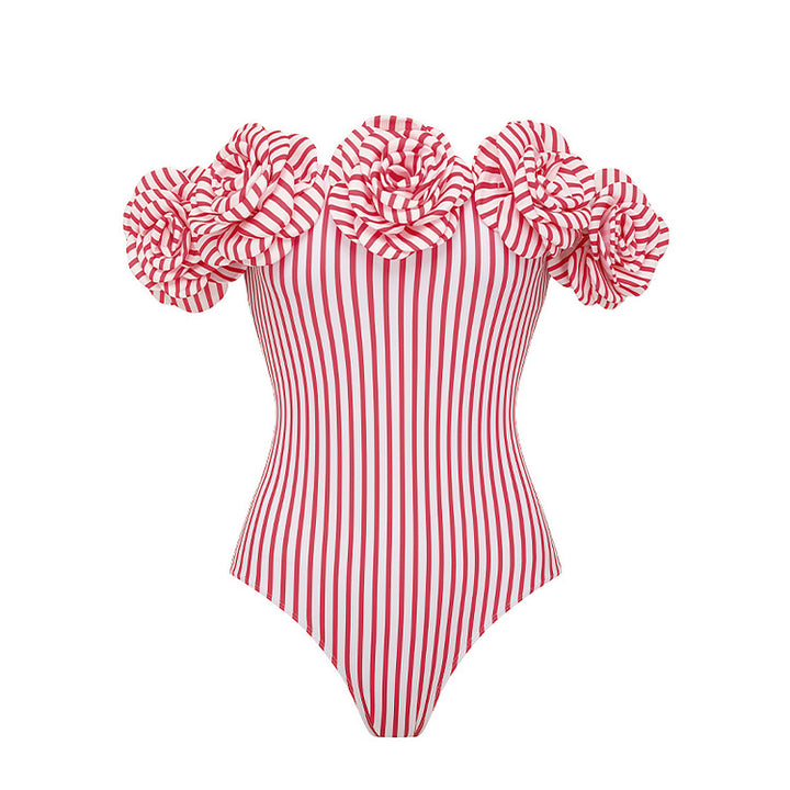 Women's Striped Bikini Set with Elegant Wrap Blouse and Fashionable Skirt Mune Fashion