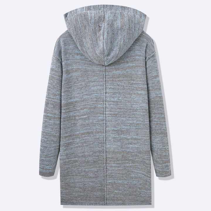 Men's Long Knit Coat with Modern Design and Casual Details Mune