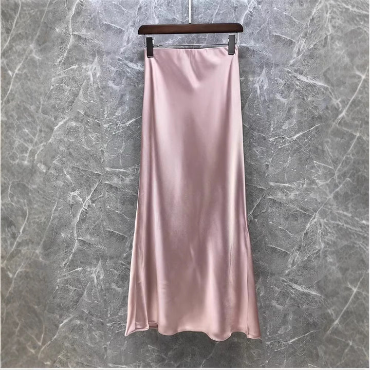 Women Elegant Midi Skirt made of high-quality Satin Mune Fashion