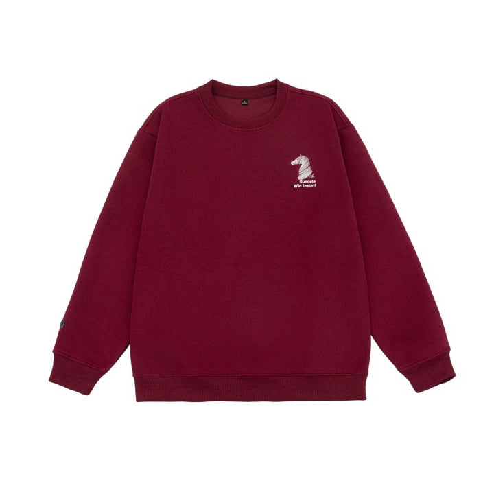 Unisex Oversize Sweatshirt with embroidered chess knight logo and ribbed cuffs Mune Fashion