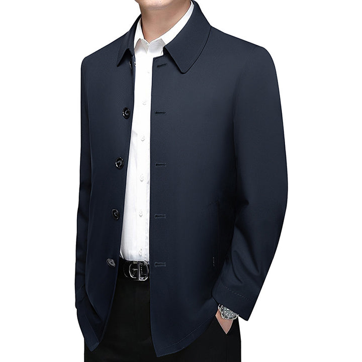 Men's short coat with minimalist design and checkered inner lining Mune Fashion