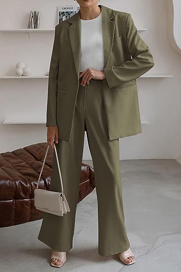 Women Two-Piece Oversized Blazer and High-Waist Wide-Leg Pants Set Mune Fashion
