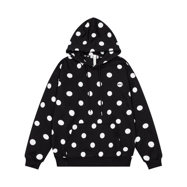 Women’s Oversize Hoodie with Polka Dot Allover and Kangaroo Pocket Mune Fashion