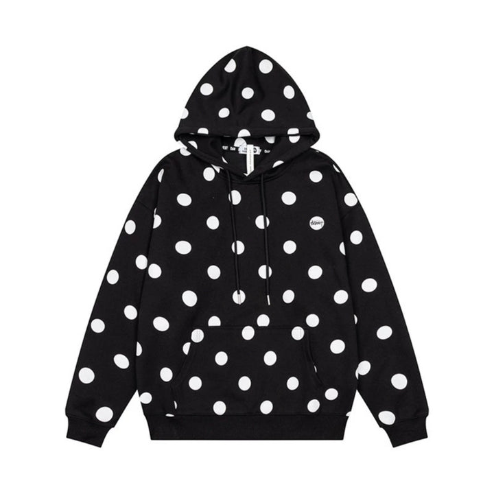 Women’s Oversize Hoodie with Polka Dot Allover and Kangaroo Pocket Mune Fashion