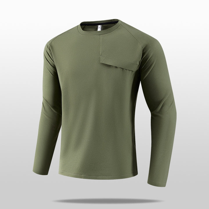 Men's Lightweight Long Sleeve T-Shirt with Practical Chest Pocket Mune Fashion