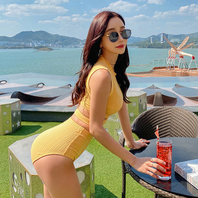 Women's High-Neck Bikini Set with Asymmetrical Cut Mune Fashion