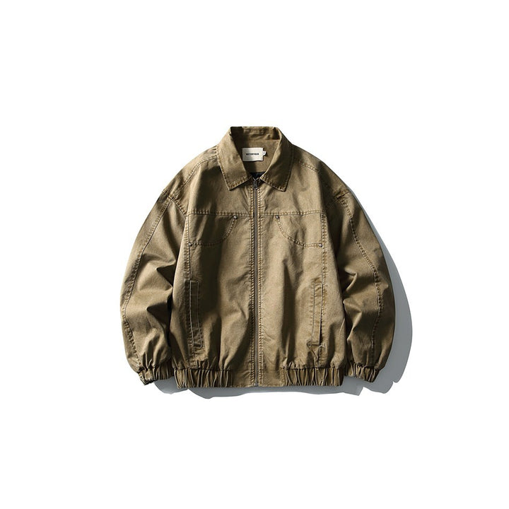 Unisex Boxy Jeans Jacket in Vintage Washed Look with Zipper and Elastic Hem Mune Fashion