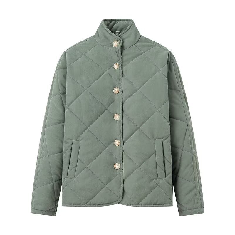 Women Padded Quilted Jacket with Stand-up Collar and Oversized Cut Mune Fashion