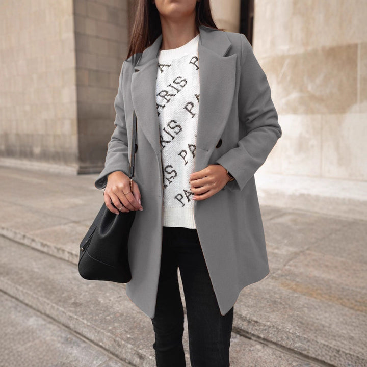 Women's elegant tailored wool blend coat with notch collar and concealed button placket Mune Fashion