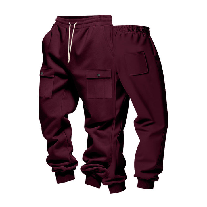 Men's cargo joggers with flap pockets, drawstring waistband, and ribbed ankle cuffs Mune Fashion