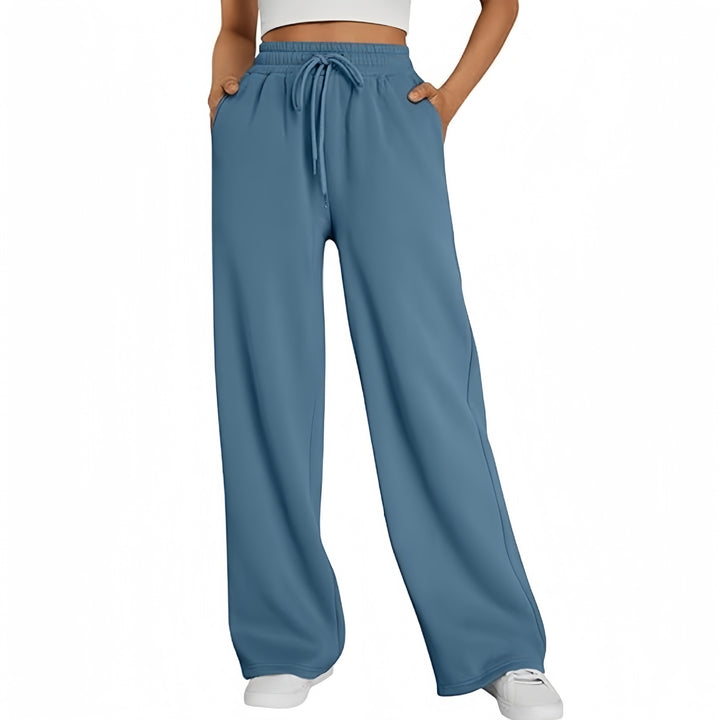 Ladies nan Palazzo lounge pants with high waist, elastic waistband, drawstring and deep side pockets Mune Fashion