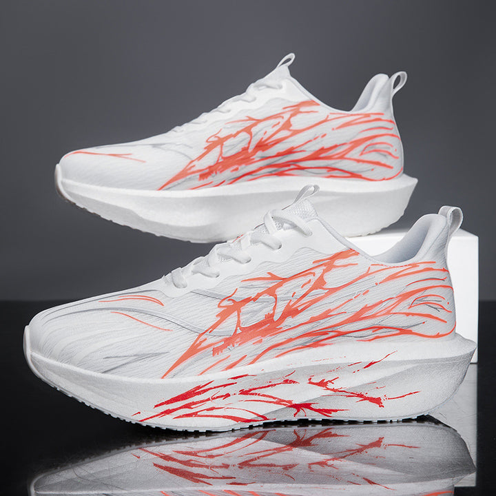 Unisex lightweight running sneakers with graphic splash print, breathable knit upper, and cushioned platform sole Mune Fashion