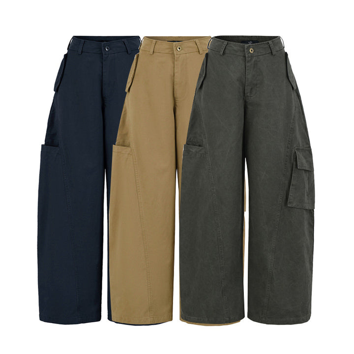 Women's Cropped Cargo Pants with High Waist, Wide Leg, and Flap Pockets Mune Fashion