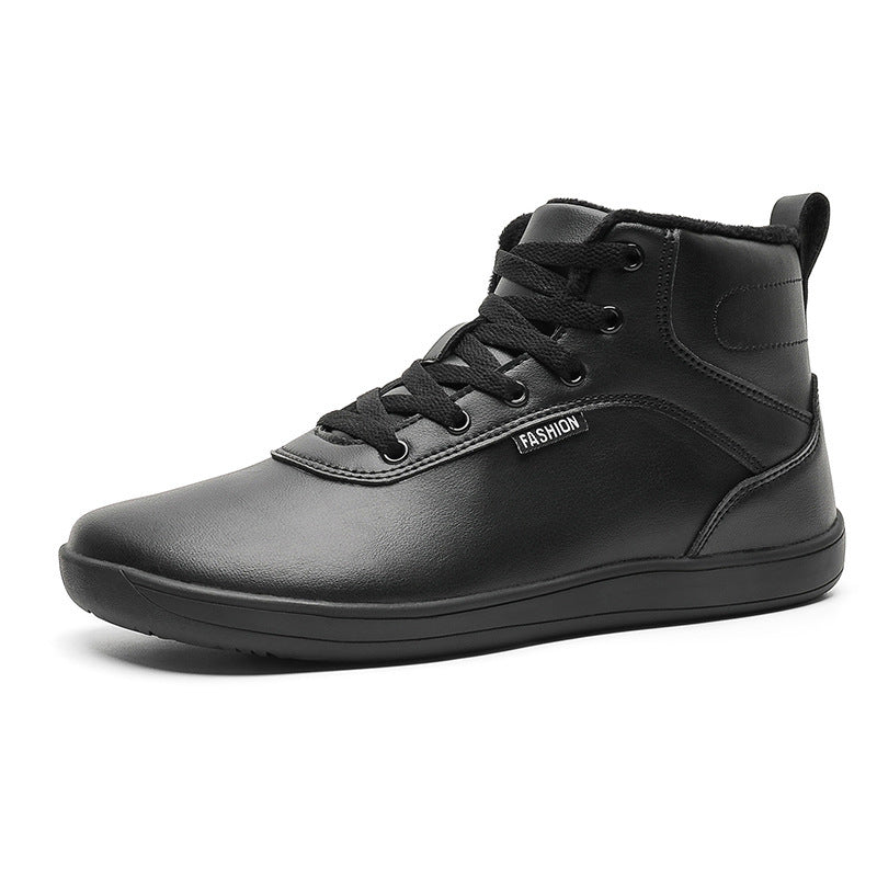 Men's ankle-high leisure sneakers with warm plush lining, padded insole, and non-slip rubber sole Mune Fashion