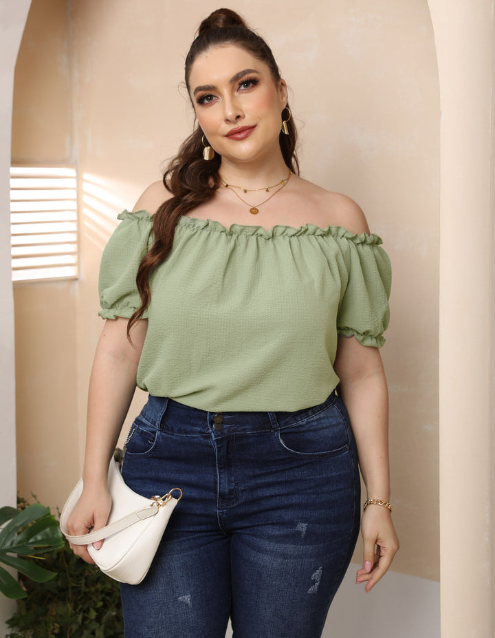 Women Off-Shoulder Top with Ruffle Mune Fashion