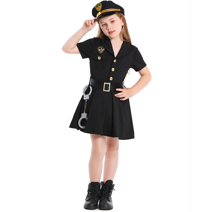 Girl Police Costume with Skirt and Hat Mune Fashion
