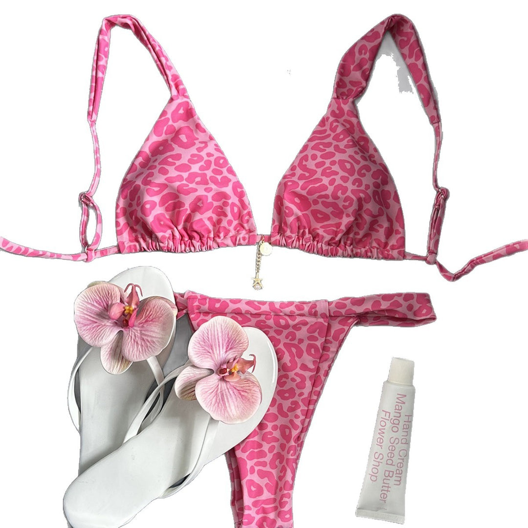 Women's triangle bikini with leopard design and adjustable straps Mune Fashion