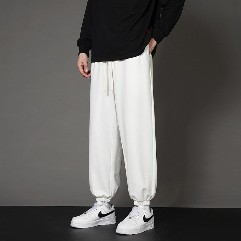 Men's Wide Relaxed Jogging Pants with Drawstring, Straight Leg Design & Elastic Cuffs Mune Fashion
