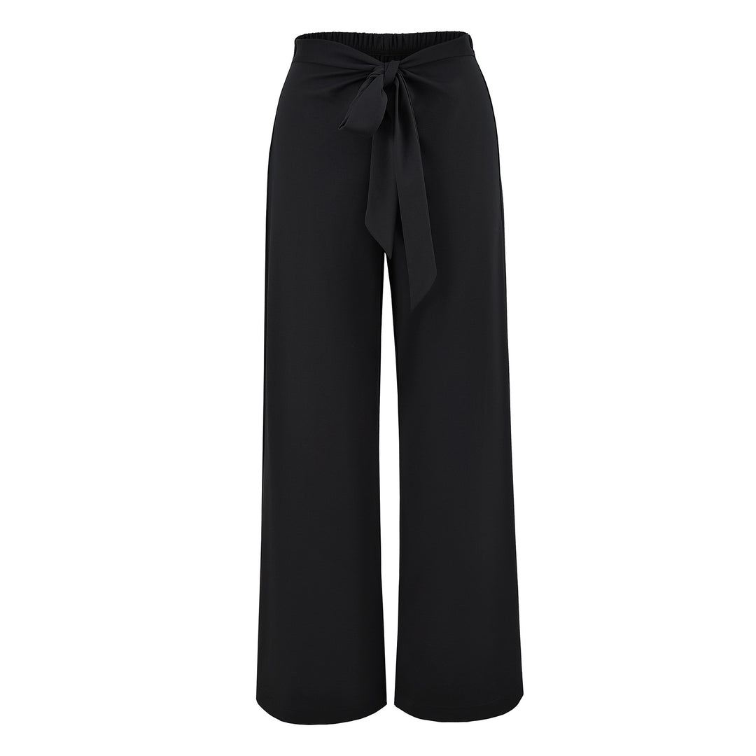 Ladies High-Waisted Wide Palazzo Trousers with Tied Belt Mune Fashion