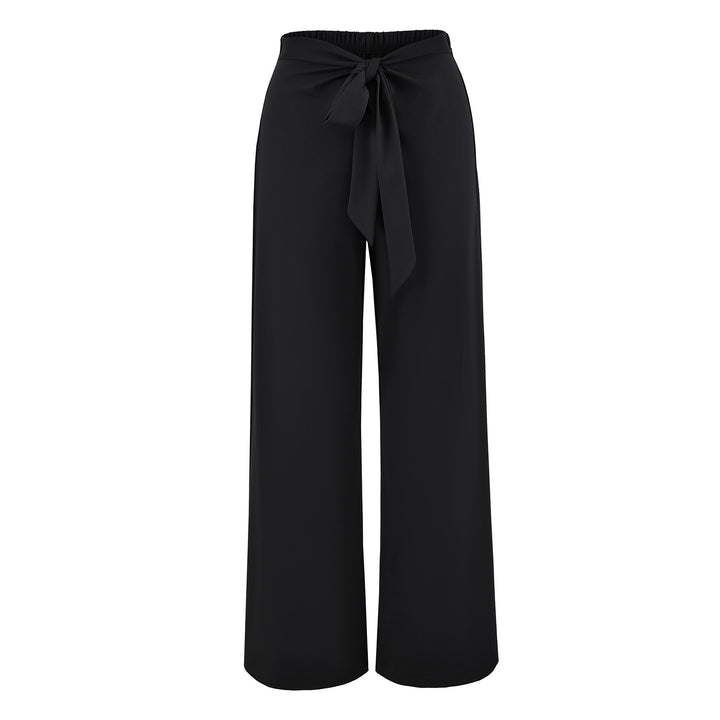 Ladies High-Waisted Wide Palazzo Trousers with Tied Belt Mune Fashion