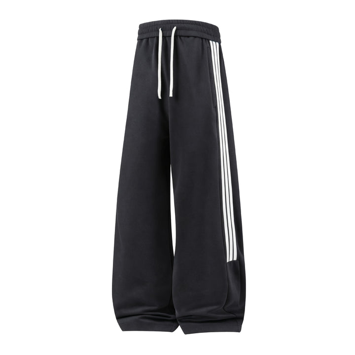 Women Wide High-Waist Jogging Pants with Distinct Side Stripes & Drawstring Mune Fashion