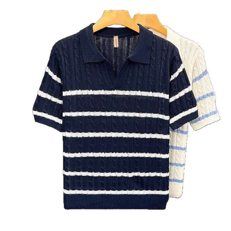 Men's short sleeve sweater with structured knit Mune Fashion