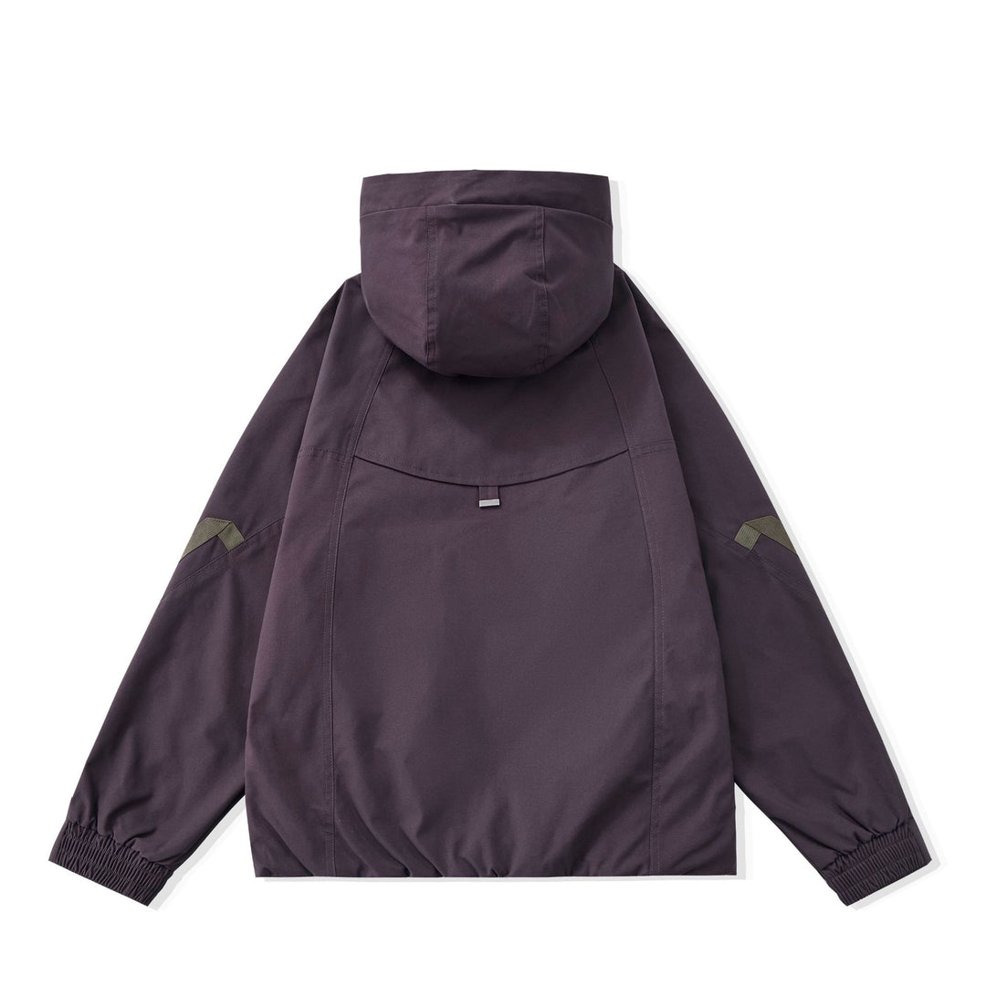 Men's short-cut boxy tech parka with hood, concealed front placket, and cargo zippers Mune Fashion