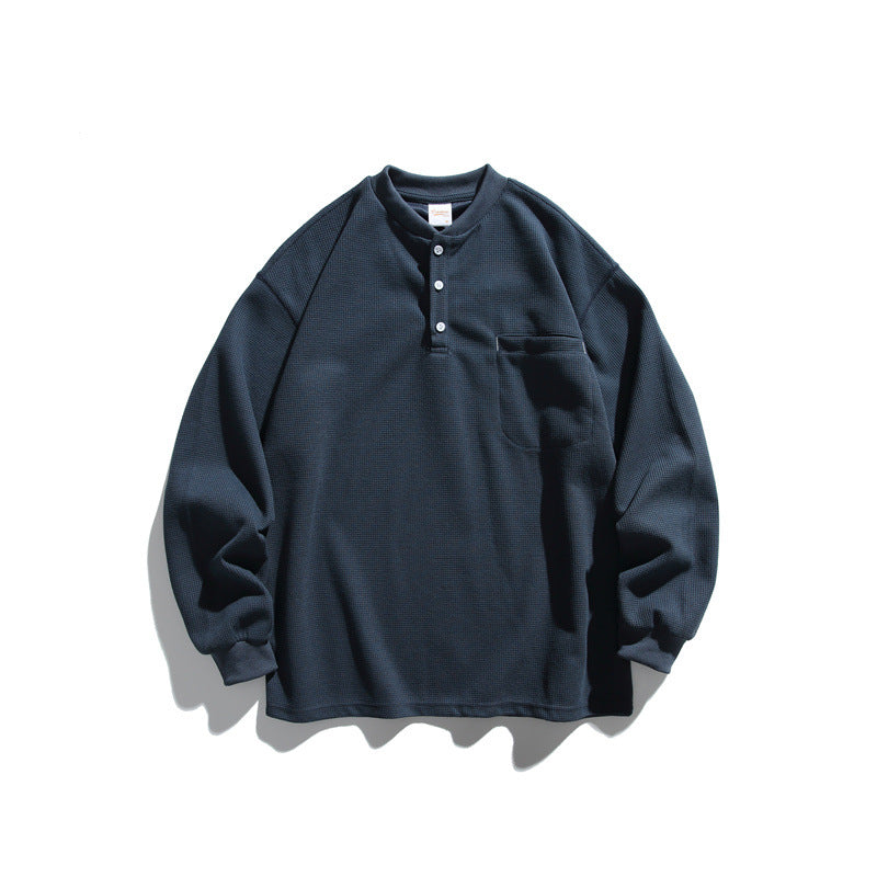 Unisex Oversize Waffle Henley with Raglan Sleeves and Chest Pocket Mune Fashion