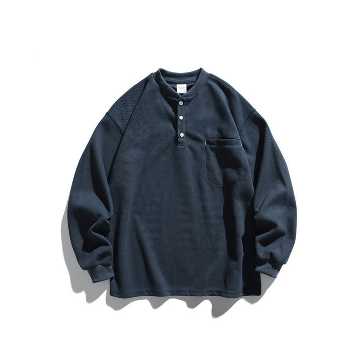 Unisex Oversize Waffle Henley with Raglan Sleeves and Chest Pocket Mune Fashion