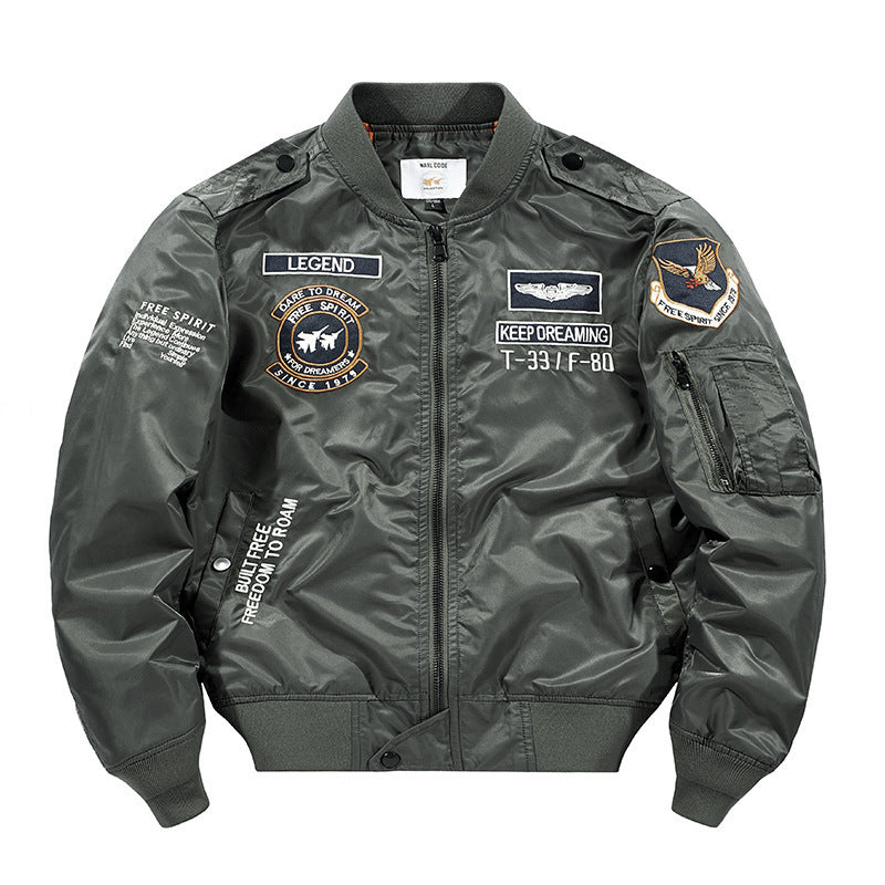 Men's bomber jacket pilot jacket with embroidered pilot appliqués and wind-resistant nylon Mune Fashion